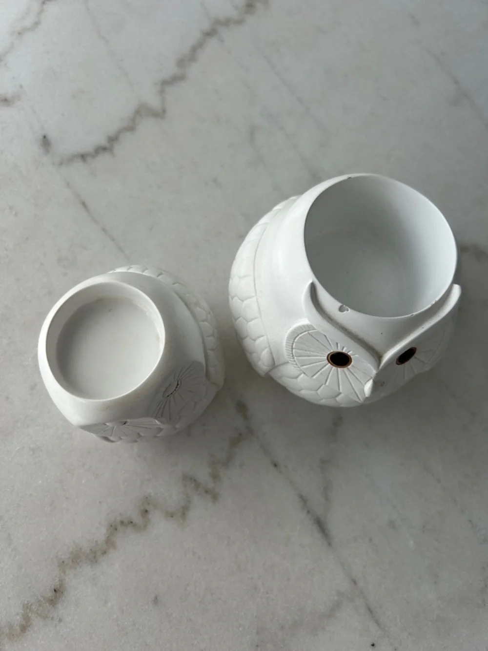Pair of PartyLite White Ceramic Owl Votive Cup - Picture 2 of 5